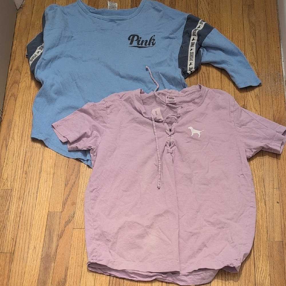 PINK Victoria's Secret Long Sleeve Tees in Blue and Purple